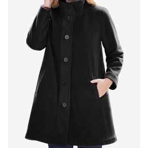 Woman Within A-Line Fleece Swing Funnel Neck Coat 22/24 NWOT